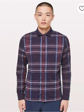 Mens Lululemon Masons Peak Flannel Plaid Button Up Shirt Size Small Like New